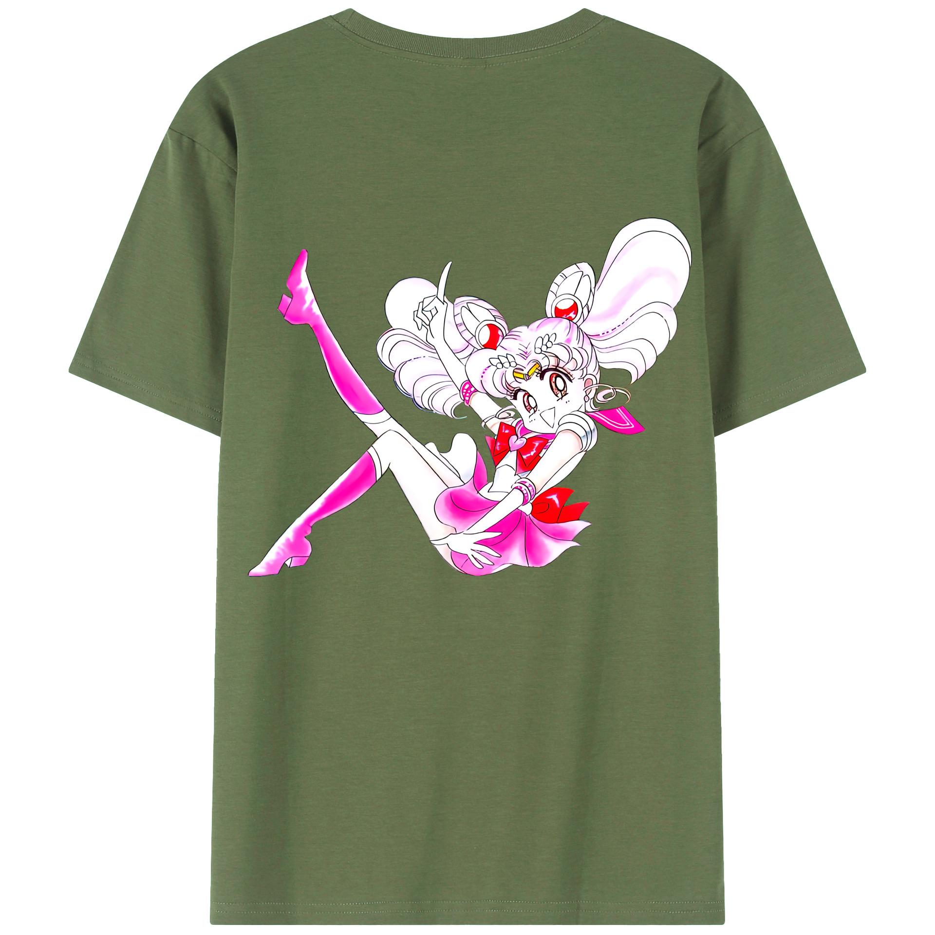 （画像用） 美少女戦士セーラームーン ちびうさ Sailor Moon Chibiusa Tsukino Usagi Small Lady Serenity 綿100％ メンズ半袖Tシャツ（バックプリント） 通気性